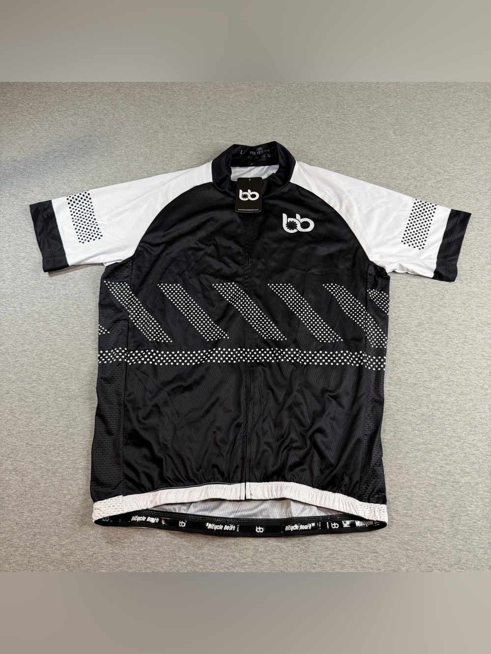 Bicycle Booth BB Performance Club Cycling Jersey Mens Large Black White New NWT